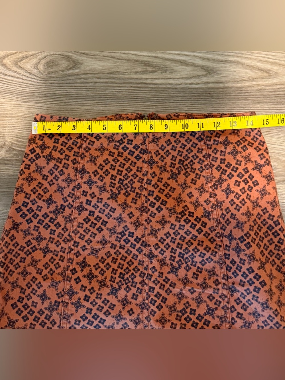 Free People Mini Skirt A line in Rust & Navy Women’s size 8 Boho - Picture 2 of 6
